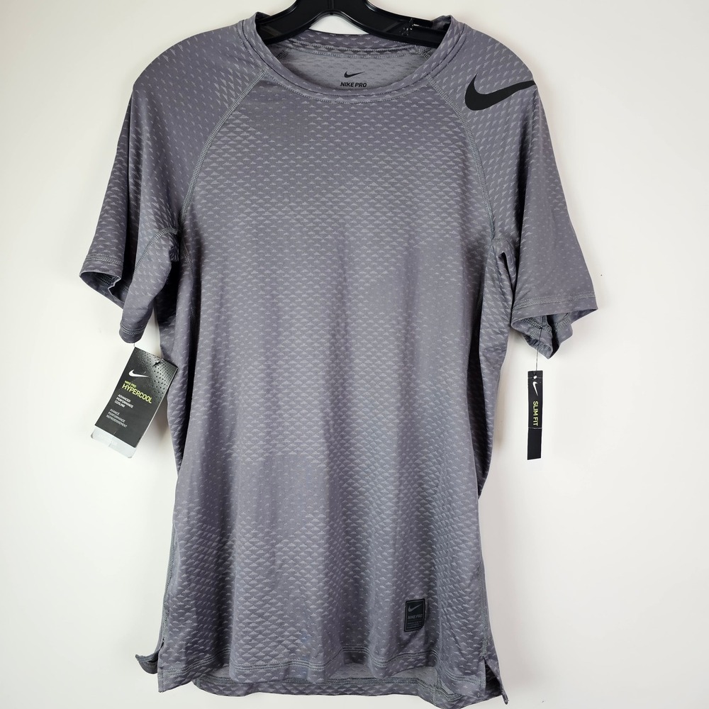 Nike Pro Hypercool Mens Training Shirt Grey Slim Fit AT3653-059 Size M New